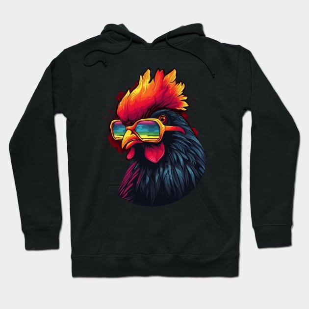 Pop Art Sunglasses Chicken Gifts Funny Chicken Hoodie by KsuAnn